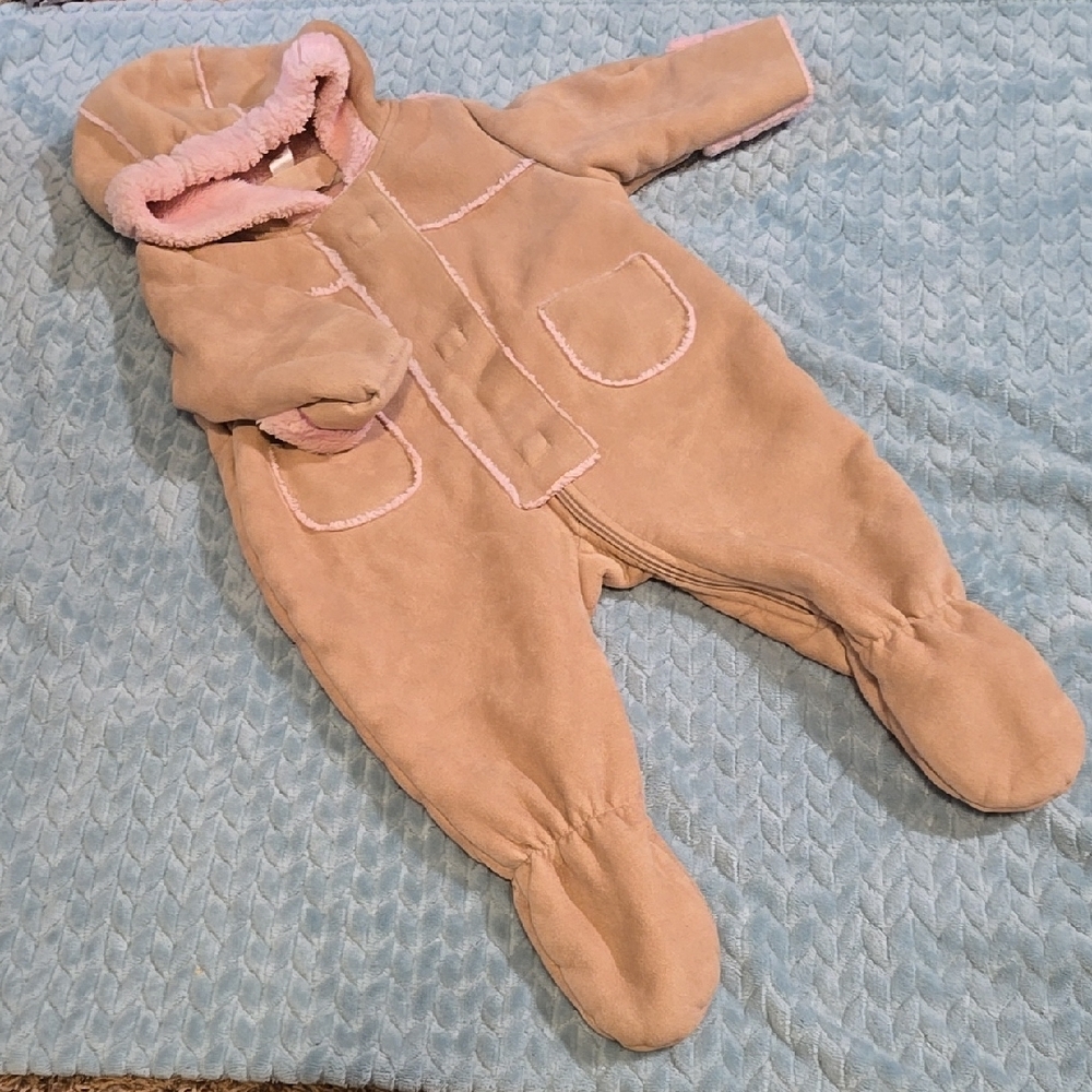 *Last Chance* Cozy Tan and Pink Kids One Piece Coat